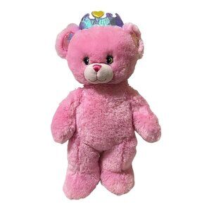 Build A Bear Disney Princess Teddy Bear Pink With Crown Plush Stuffed Animal 17"